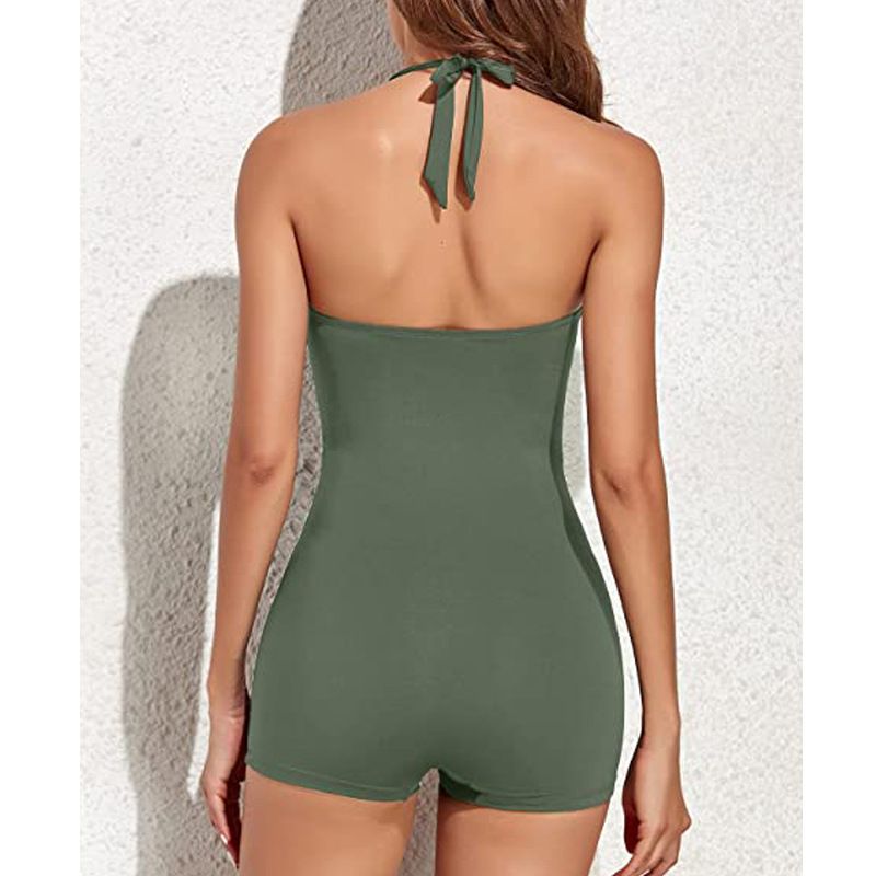 Naisten vaatteet Uusi Nylon Boxer Uimapuku Nainen Seksikäs Selkänojaton Suuri koko Yksivärinen Naisten Uimapuku Uimapuku_voghion.com