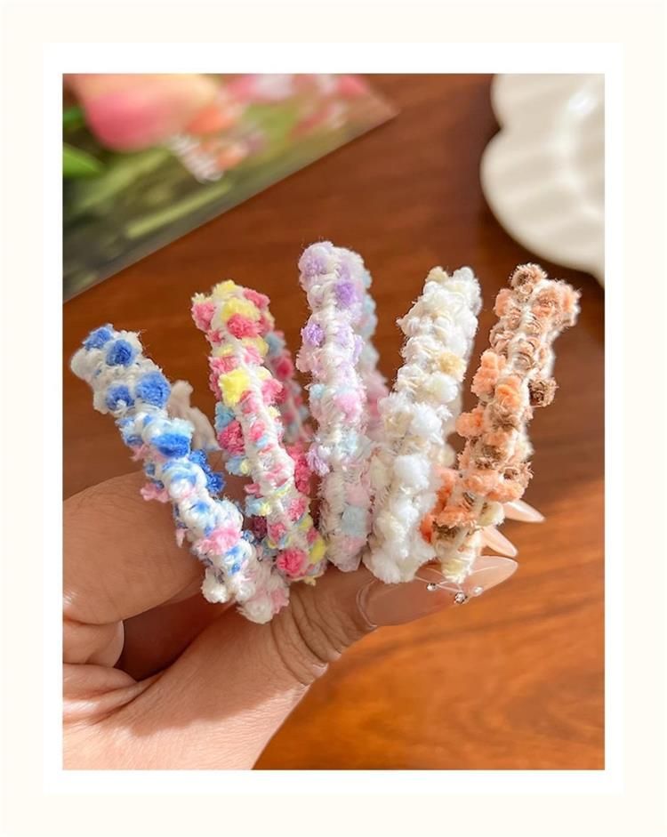 Anello per capelli in peluche a pois colorati, elastico per capelli da donna, elastico per capelli, corda per capelli, non danneggia i capelli, resistente, copricapo per bambini_voghion.com