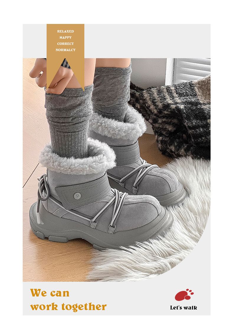 Buffny Couple's Winter Boots - Platform Slip-On Snow Shoes With Faux Fur Lining, Waterproof & Slip-Resistant Rubber Sole_voghion.com