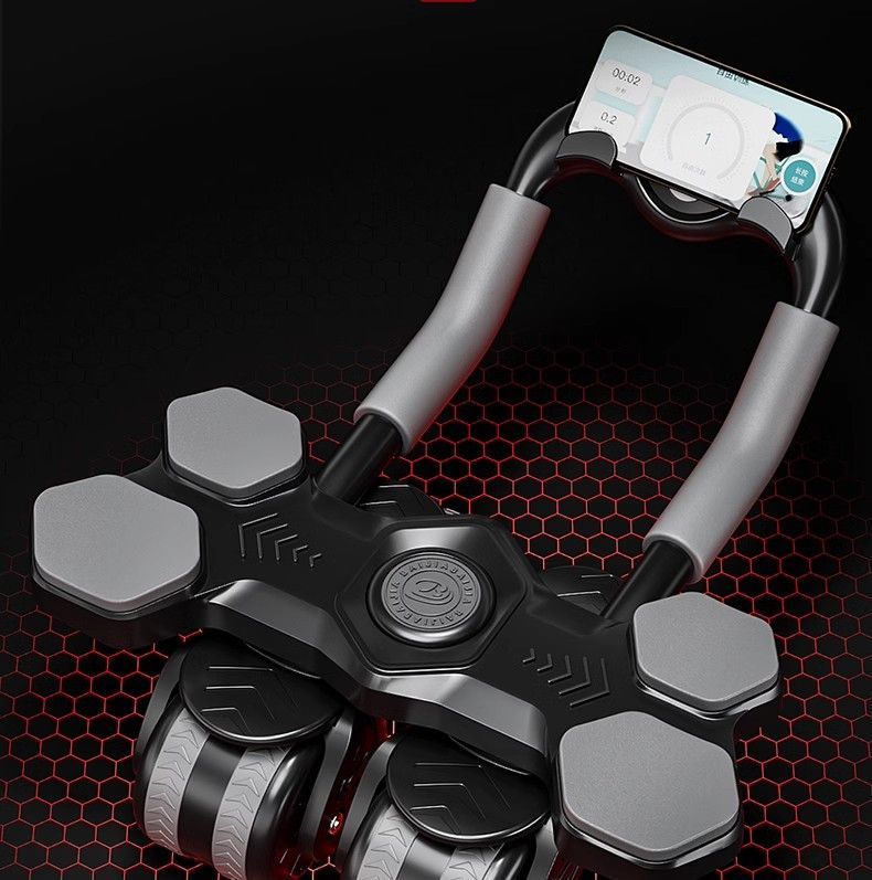 Supporto per gomito con rimbalzo automatico, ruota per muscoli addominali a quattro ruote, attrezzatura per il fitness per la perdita di grasso addominale per uso domestico_voghion.com