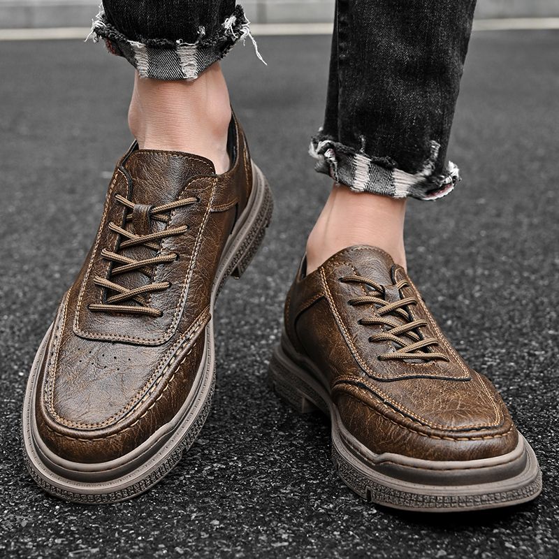 Neu Leder Frühling herren Schuhe High-top herren Erhöhung Werkzeug Martin Stiefel_voghion.com