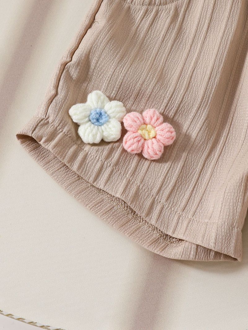 Adorable Floral Print Baby Girl Outfit - Short Sleeve Top & Bow Shorts Set For Summer_voghion.com