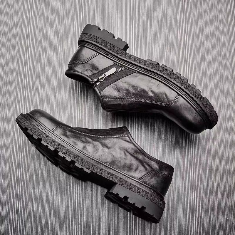 Glide Glide Single Breathable Export Genuine Top Layer Cowhide Wide Foot Casual Men's Youth Business Leather Shoes_voghion.com