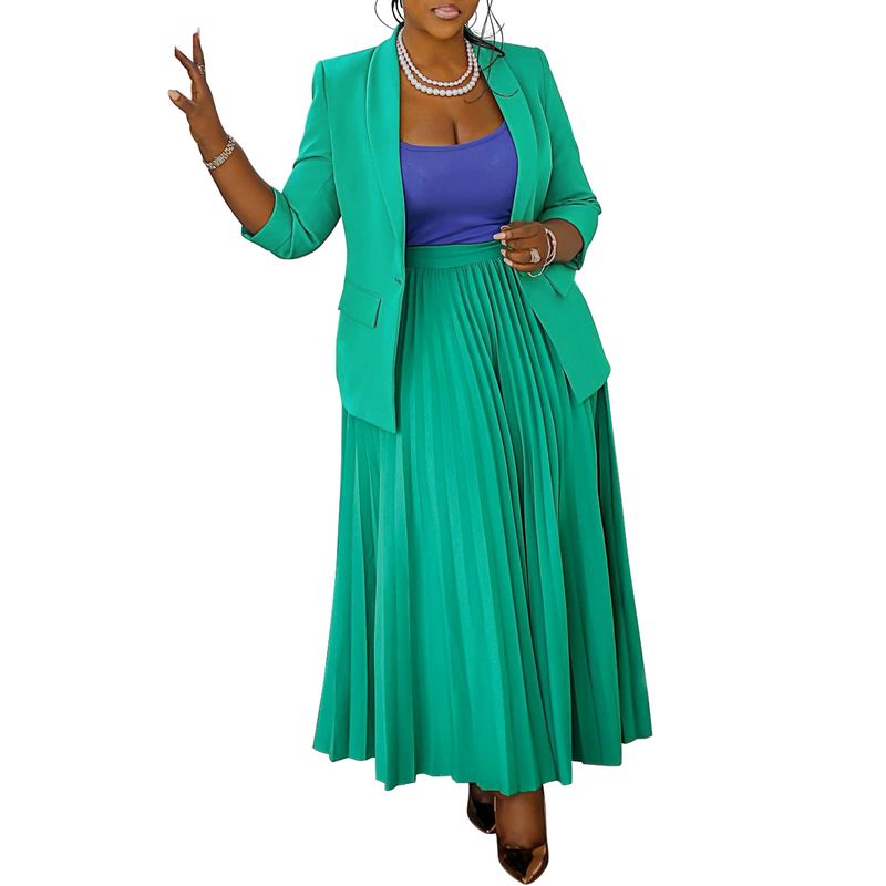 Ropa de mujer Moda Casual Ropa profesional Traje de dama Traje de falda plisada_voghion.com