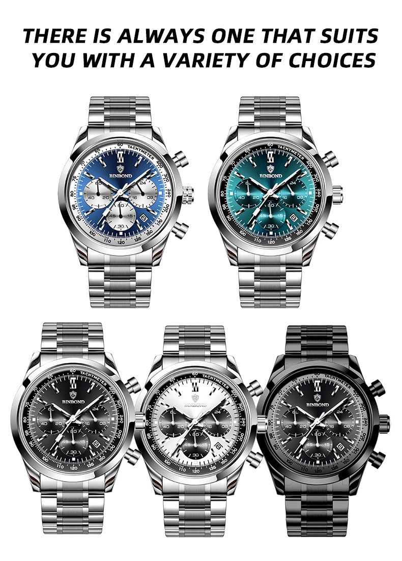 BINBOND Luxury Men Quartz Watches Stainless Steel Waterproof Luminous Automatic Date Wristwatch Fashion Business Timer Men Watch_voghion.com