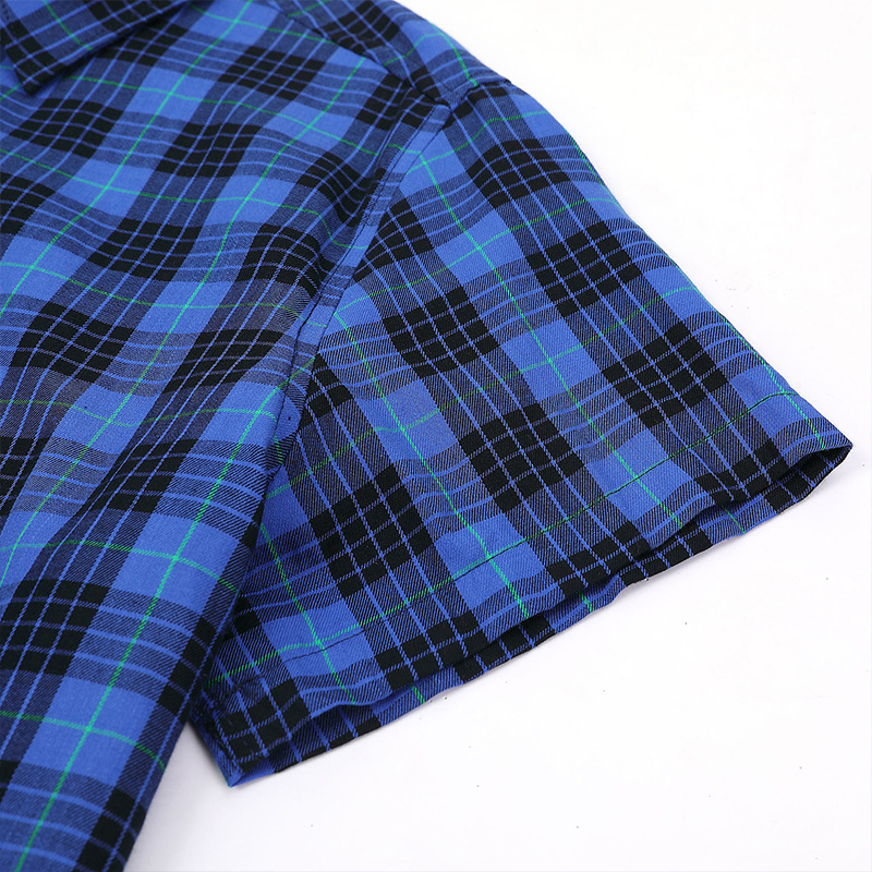 Camicie hawaiane casual da uomo transfrontaliere camicie a maniche corte da uomo del commercio estero camicie da uomo all'ingrosso camicie a quadri europee e americane_voghion.com