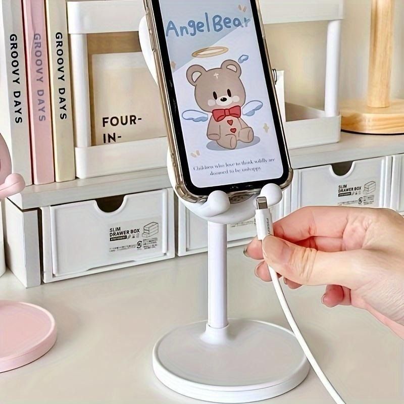 Sarjakuva Bunny pöytäkoneen matkapuhelimen pidike jalusta Älypuhelimen tabletti säädettävä teleskooppinen nostava laiska teline_voghion.com