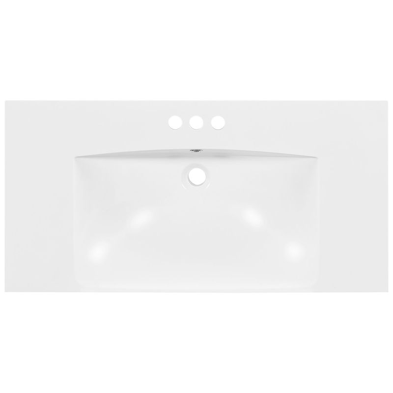 Single Bathroom Basin Sink, Vanity Top Only, 3-Faucet Holes, Resin_voghion.com