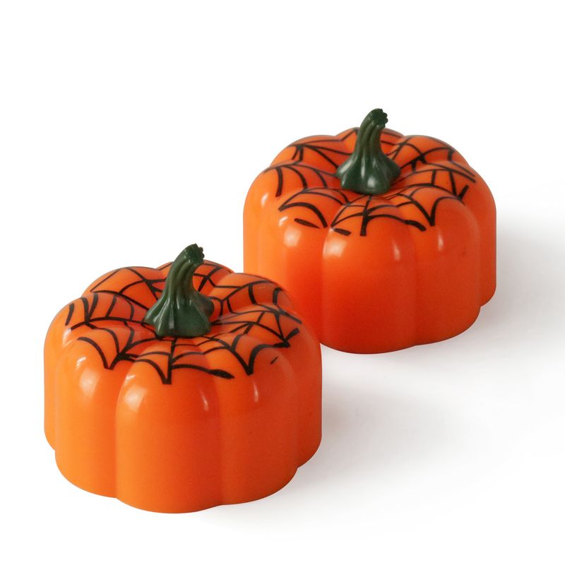 Halloween LED Pumpkin Lantern Set - 12pcs Battery-Operated Flameless Candles, Flickering Warm White Glow, Spooky Decor For Party, Porch & Indoor_voghion.com