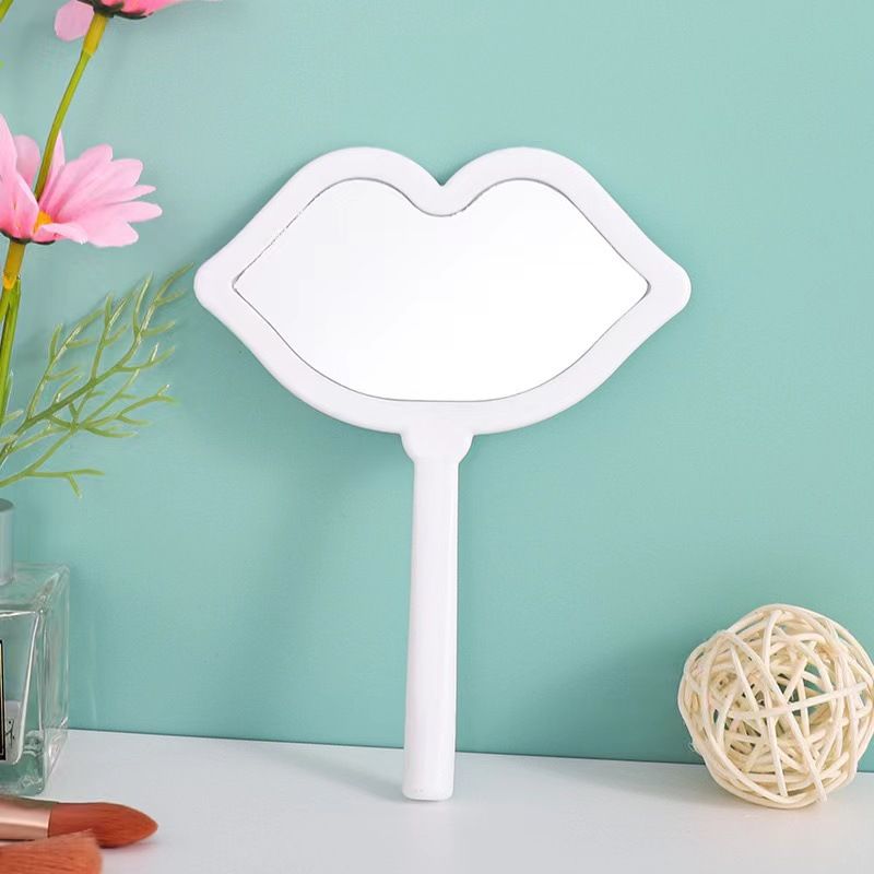 Luxury Diamond Vanity Mirror With Lip Handle – HD Portable Makeup Mirror For Home & Travel (Elegant PU/PS Frame, Non-Electric, Gift-Ready)_voghion.com