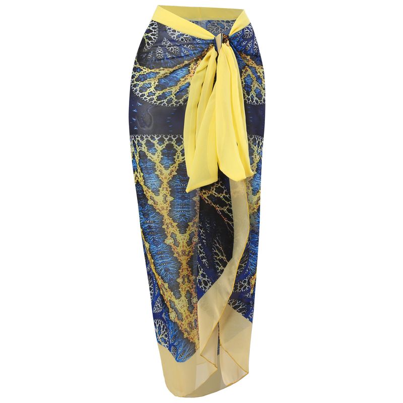 Damenbekleidung Retro Bedruckter Badeanzug Konservativer Einteiler Chiffonbluse Zweiteiliger Badeanzug_voghion.com