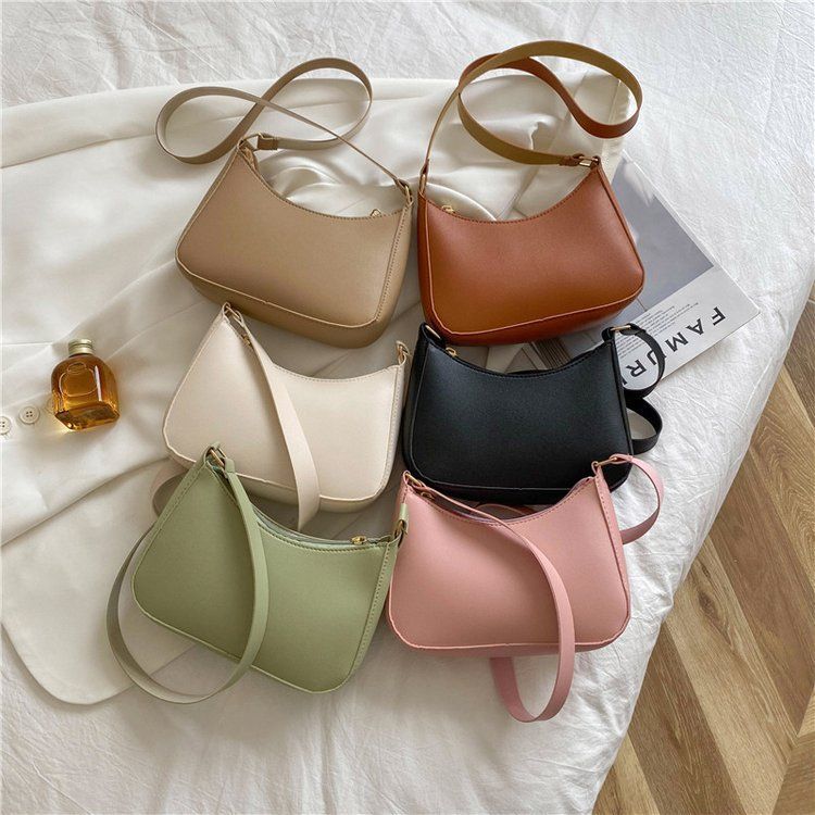 Borsa a tracolla sotto le ascelle in pelle PU tinta unita retrò Borse alla moda da donna Borse hobo casual e borsetta da donna_voghion.com