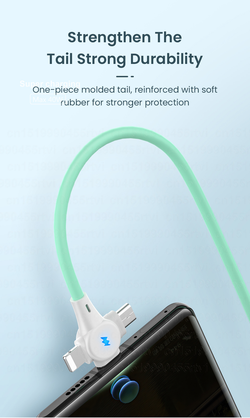 Fast 3in1 Charging USB Cable 6A 66W for Huawei Mate 40 Pro 5A Micro USB Type c 3in1 USB Charger Data Cable for_voghion.com