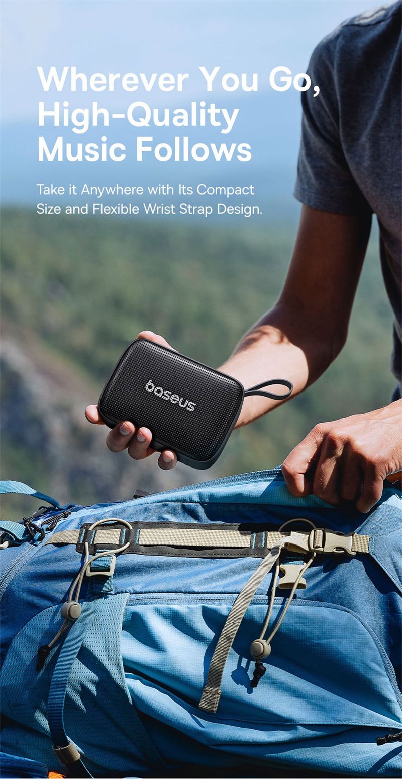 Baseus AeQur 30 Mini Bärbara Bluetooth Högtalare Basdrivrutiner IPX6 Vattentät 12 Timmars Batteritid Bluetooth 5.3 Camping_voghion.com