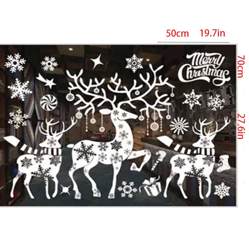 Christmas snowflake elk sleigh window decoration Christmas tree 3d static sticker New Year window sticker Christmas sticker_voghion.com