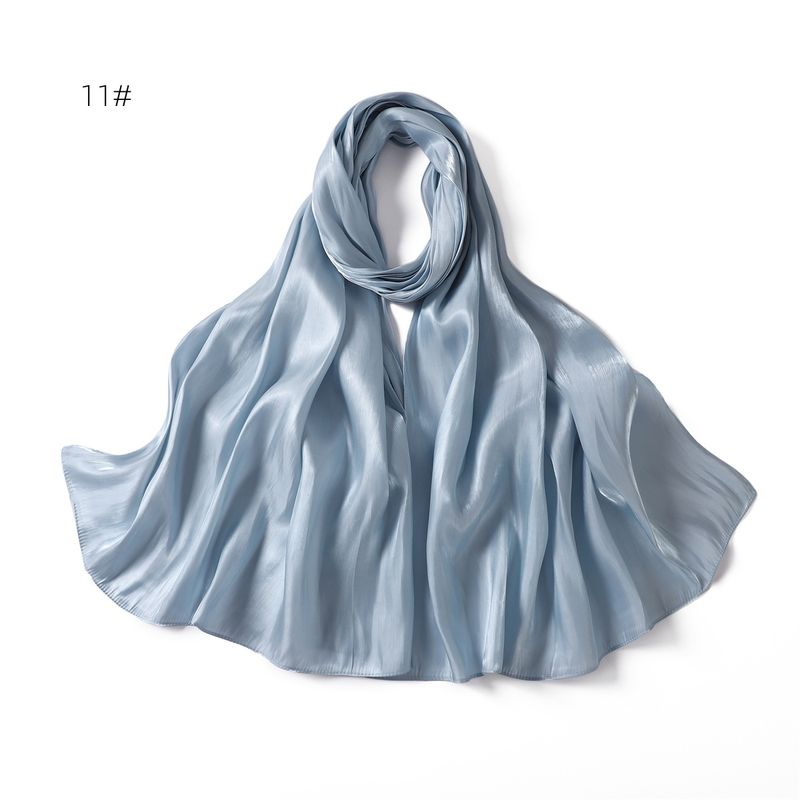 Unisex Solid color soft shimmering satin scarf women's scarf sunblock shawl Muslim_voghion.com