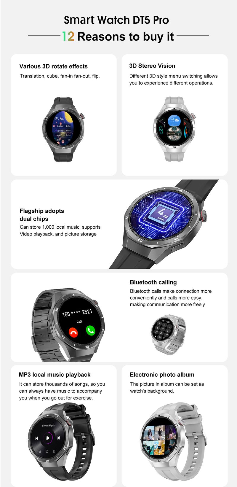 Neu Für HUAWEI Uhr DT5pro Smart Uhr Männer 4GB Speicher GPS Navigation MP3/MP4 Player APP Download Sport Tracker Smartwatch_voghion.com