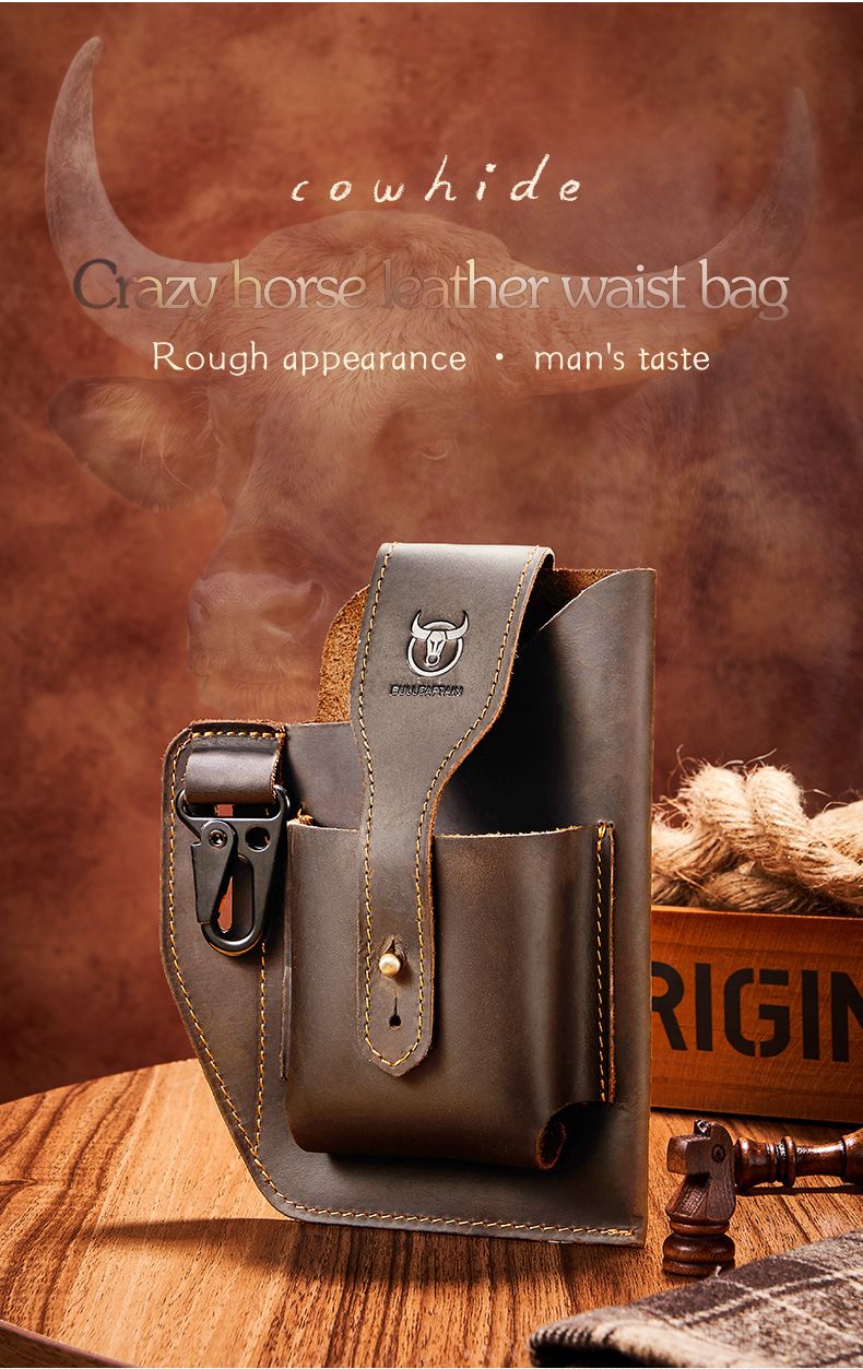 Captain Niu Lederwaren Retro Gürteltasche Herren Echtleder Multifunktions-Handytasche Erste Schicht Rindsleder Gürtel Gürteltasche_voghion.com