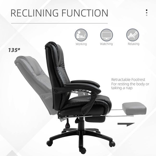 Vinsetto Executive Office Chair High Back With Footrest Adjustable Ergonomic Black_voghion.com