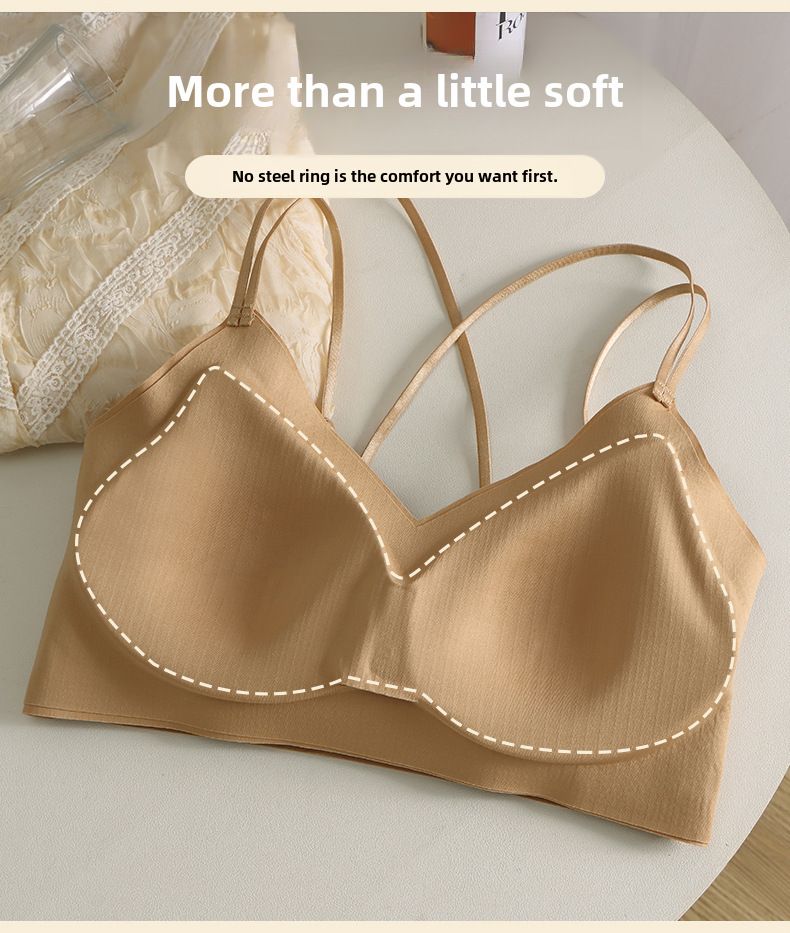 Wireless underwear women's seamless back soft support push-up with chest pad breathable breast-collecting anti-sagging bra_voghion.com