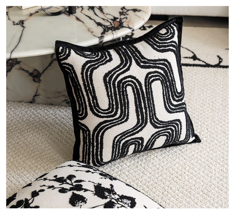 Household Accessories Black Sofa Pillowcase Nordic Ins Style Modern Simple Living Room Decorative Pillow Bedside Cushion Bed Backrest_voghion.com