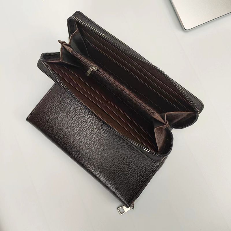 Premium PU Leather Long Zip Wallet For Men – Slim RFID Blocking Billfold With Multiple Card Slots & Phone Pocket, (Black, Dark Brown, Light Brown)_voghion.com