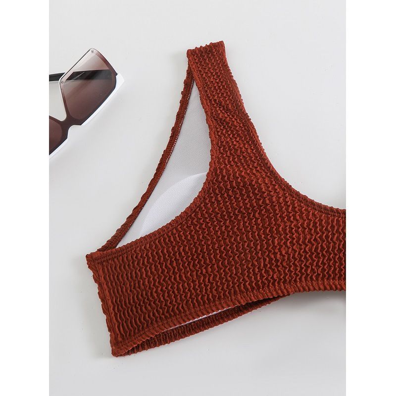 Separate Solid Color Bikini With High Waist Cover_voghion.com