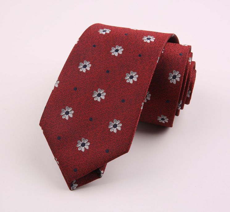 Men's polyester striped flower fashion business formal tie groom wedding formal tie men 7cm wholesale_voghion.com
