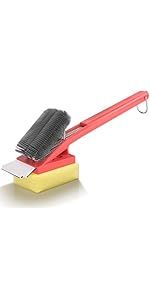 Brosse de nettoyage en acier inoxydable avec grattoir et manche isolé thermiquement pour grilles et plaques de cuisson de barbecue_voghion.com
