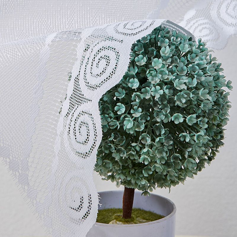 White Polyester Crochet Lace Door Curtain – 180x100cm Floral Cutout Panel For Kitchen, Study & Entryway – Lightweight Sheer Window Drape_voghion.com