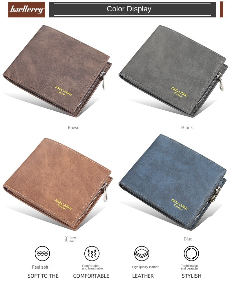 Portafoglio corto da uomo Baellerry Portamonete in pelle PU multi-card di alta qualità Porta carte di credito orizzontale alla moda_voghion.com