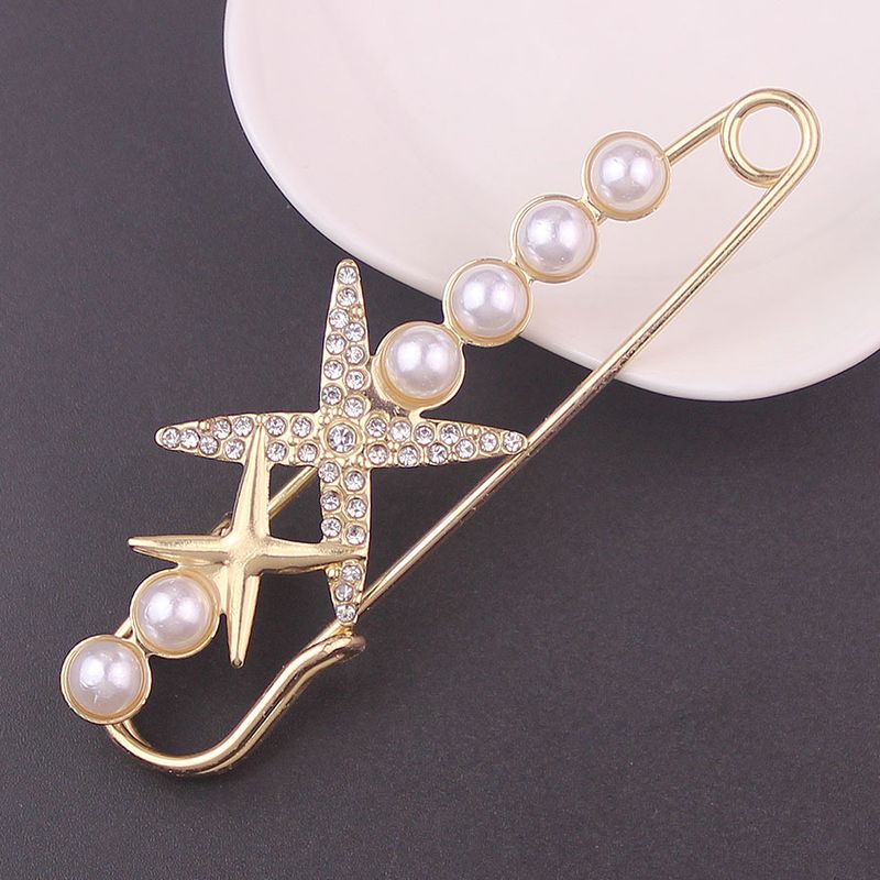 Rhinestone Pearl Simple 7.5cm Large Brooch Cardigan Scarf Decoration Women's Suit Accessory_voghion.com