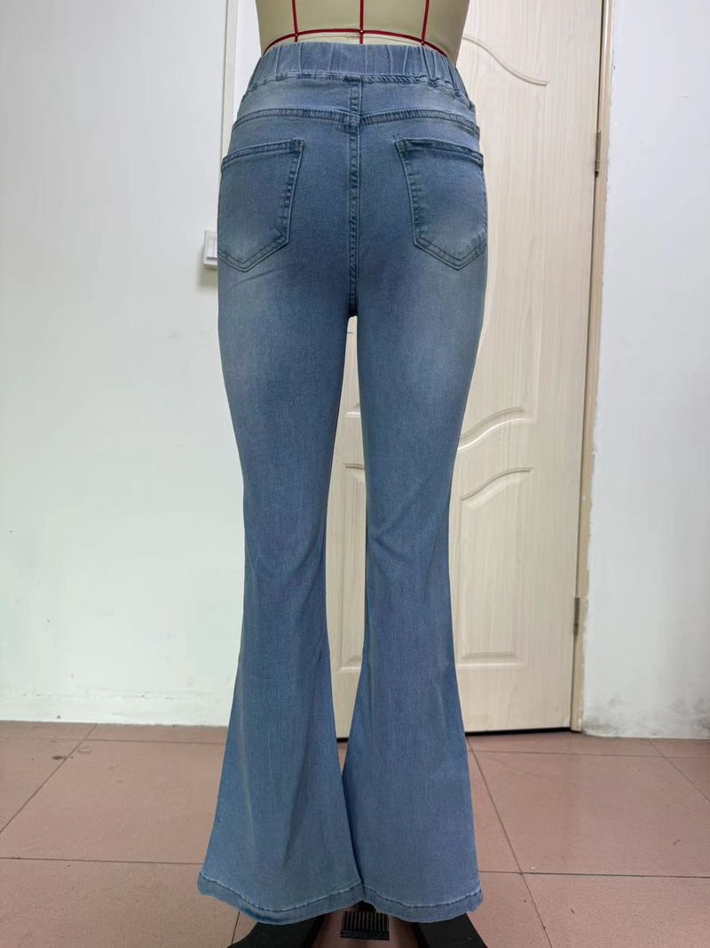 Abbigliamento da donna Jeans elasticizzati di alta qualità con vita elasticizzata e pantaloni attillati con micro pull e sollevamento dei glutei_voghion.com