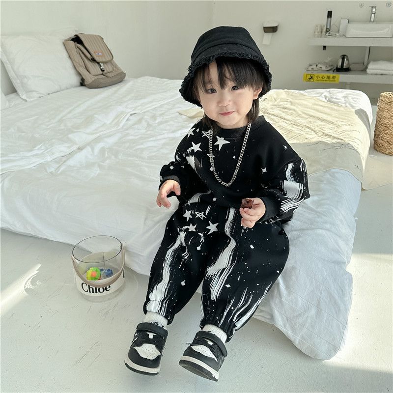 Kinderkleidung Jungen Sweatshirt Herbstanzug 2024 Neue Kinder Herbst Hübscher Trendy Junge Langarm Top Baby Kinderkleidung_voghion.com