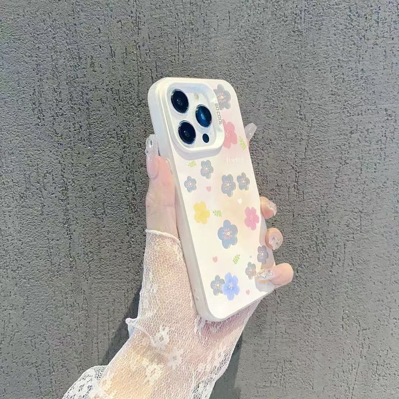 Custodia floreale fresca adatta per iPhone 15 Pro Max 14/13/12, copertura completa, 11 fori grandi XS/XR 8_voghion.com