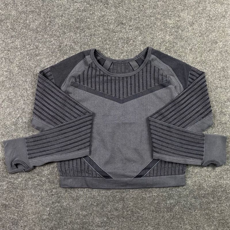 Abbigliamento da yoga da corsa ad asciugatura rapida da donna, aderente, traspirante, fitness cavo, a maniche lunghe, con gocce d'acqua congiunte._voghion.com