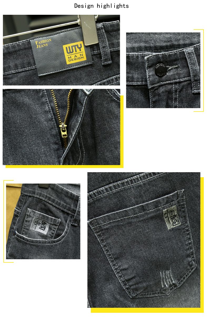 2023 herbst Neue Stickerei Mode Für Männer Slim Jeans Stretch Komfortable Klassische Stil Kleine Füße Denim Hose Männlichen_voghion.com