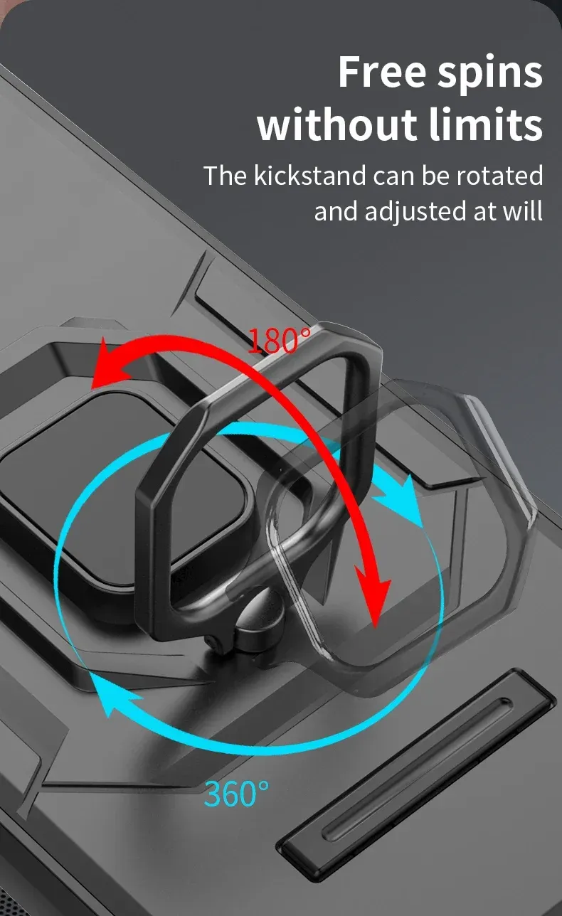 For Honor 90 X9a X9b Magic 5 6 Magic5 Magic6 Lite Armor Phone Case with Slide Camera Lens Protection Ring Holder Bracket_voghion.com