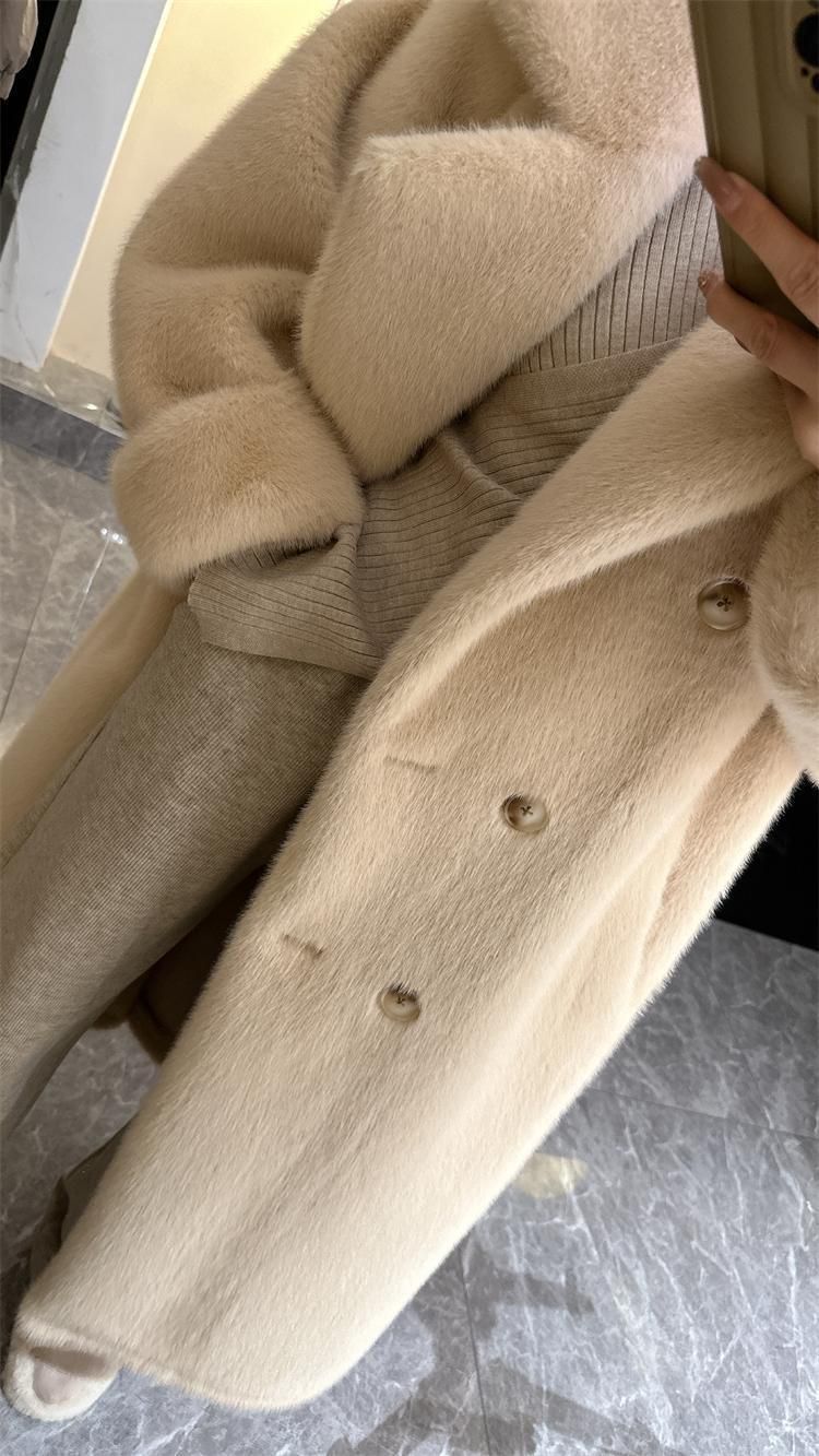 Women's Clothing Luxury Faux Fur Coat Women's Long Trench Coat With Notched Lapel, Thickened Winter Coat, Elegant & Warm, Plus Size Available_voghion.com