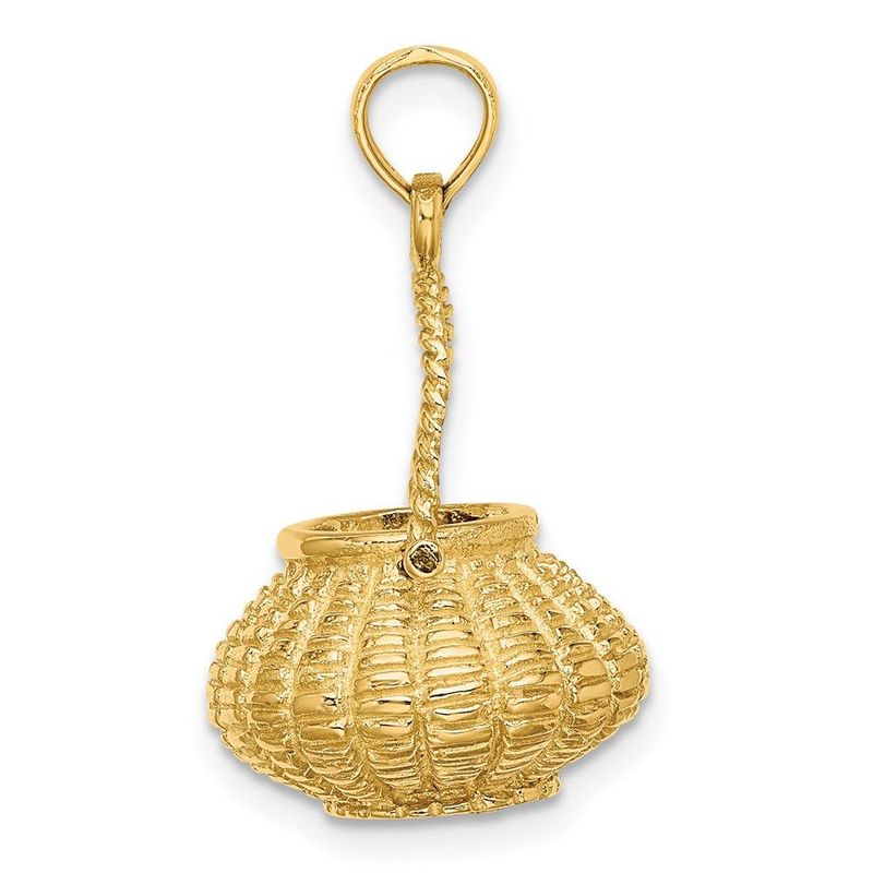 14K 3-D Moveable Handle Flower Basket Charm_voghion.com