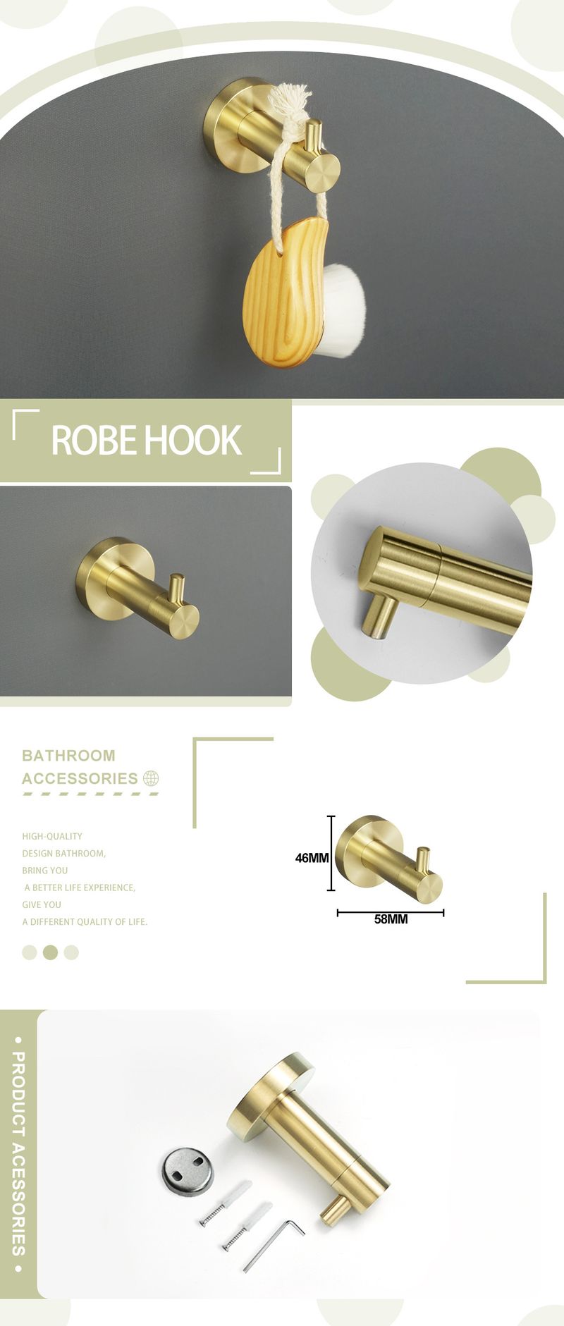Escovado ouro 304 aço inoxidável toalheiro barra de toalha porta-lenços gancho para roupas linha gancho saboneteira banheiro pingente terno_voghion.com