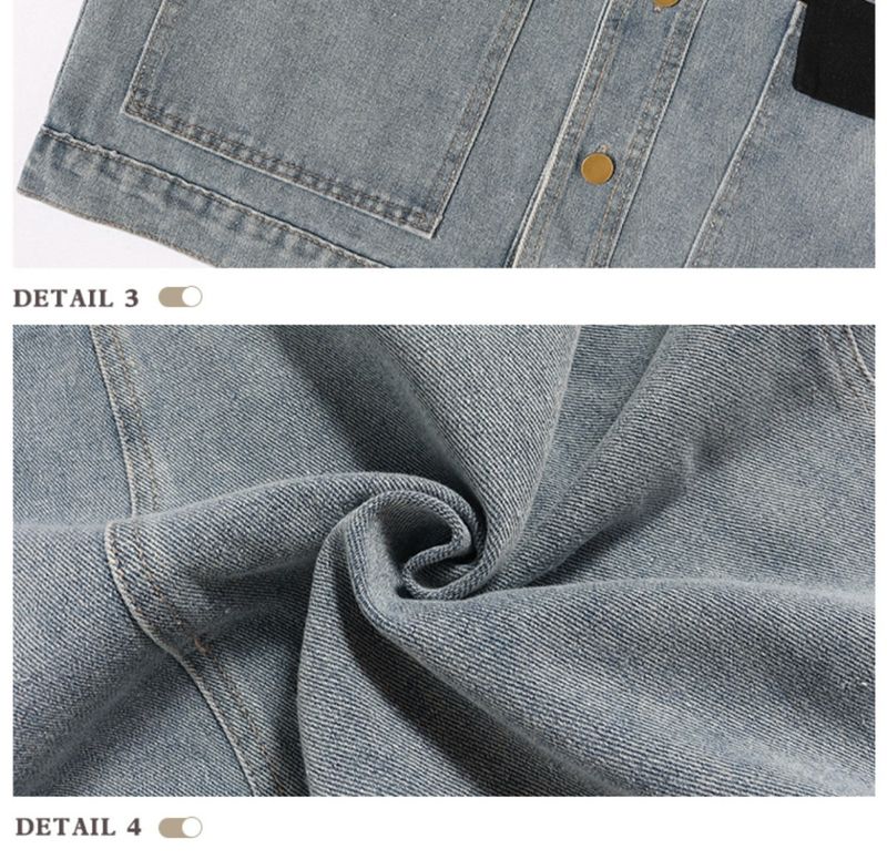 Lindo terno jeans explosivo, colete americano com cores contrastantes, calças largas e largas para homens,_voghion.com
