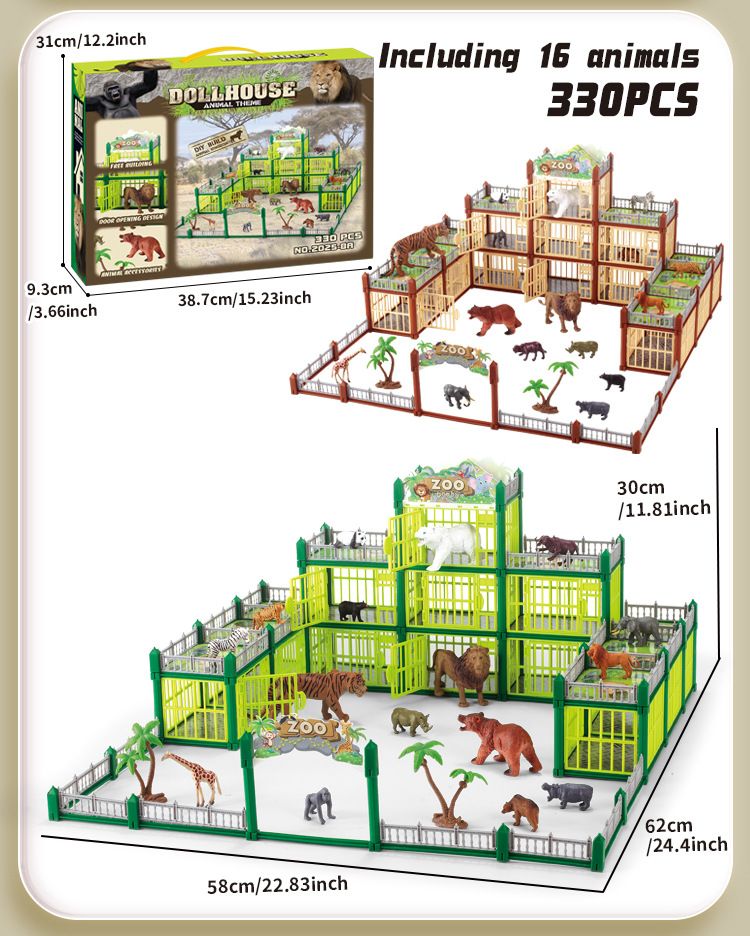 Mother & Kids DIY Dinosaur Park Playset With Realistic Animal Figures & Battle Arena – Educational STEM Toy For Kids Ages 4-6, Creative Building Fun_voghion.com