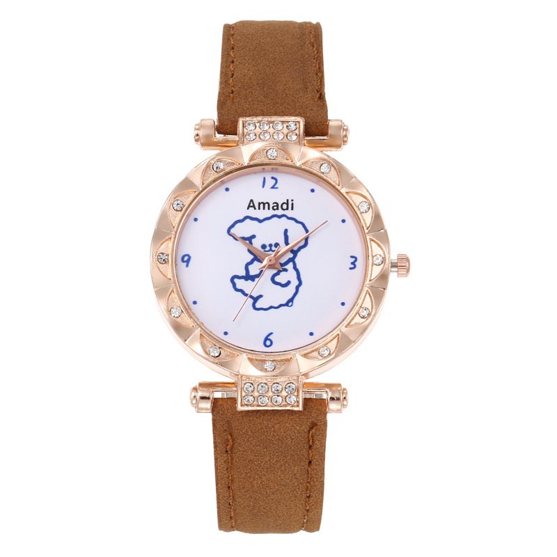 2024 2024 Amadi New Cute Bear Simple Cute Watch+bracelet Gift Box Women's Fashion Quartz Watch_voghion.com