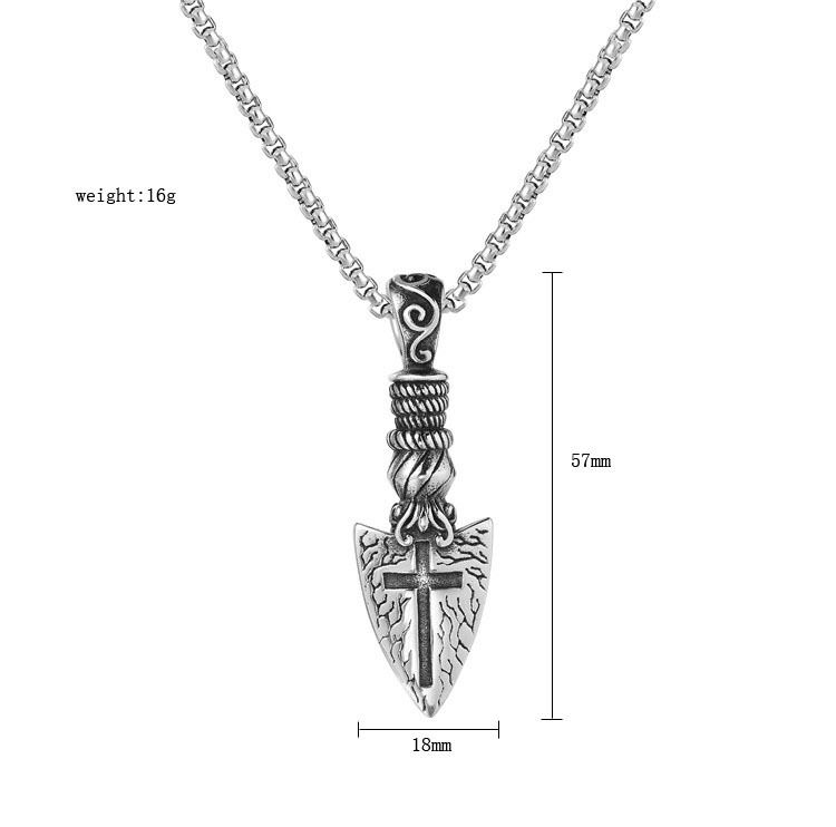 Ciondolo in acciaio al titanio con croce Vajra retrò personalizzata da uomo_voghion.com