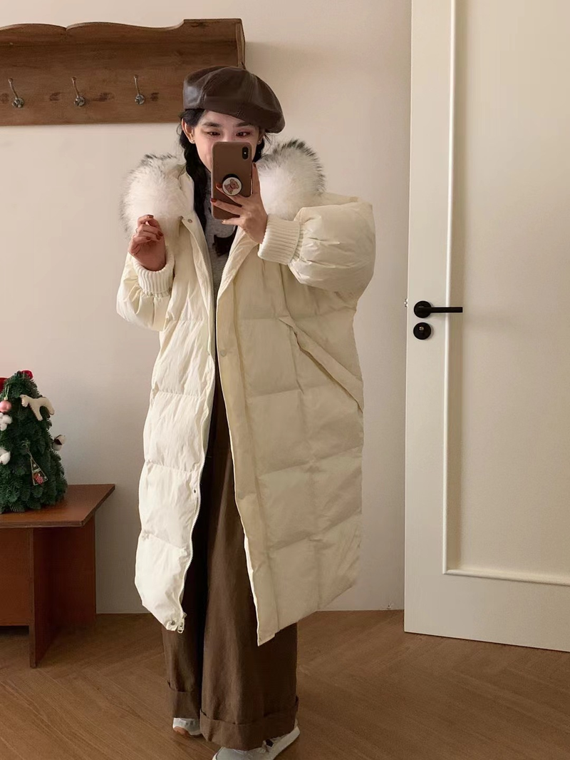 Damenmode lange Kapuzenjacke Warme Jacke_voghion.com