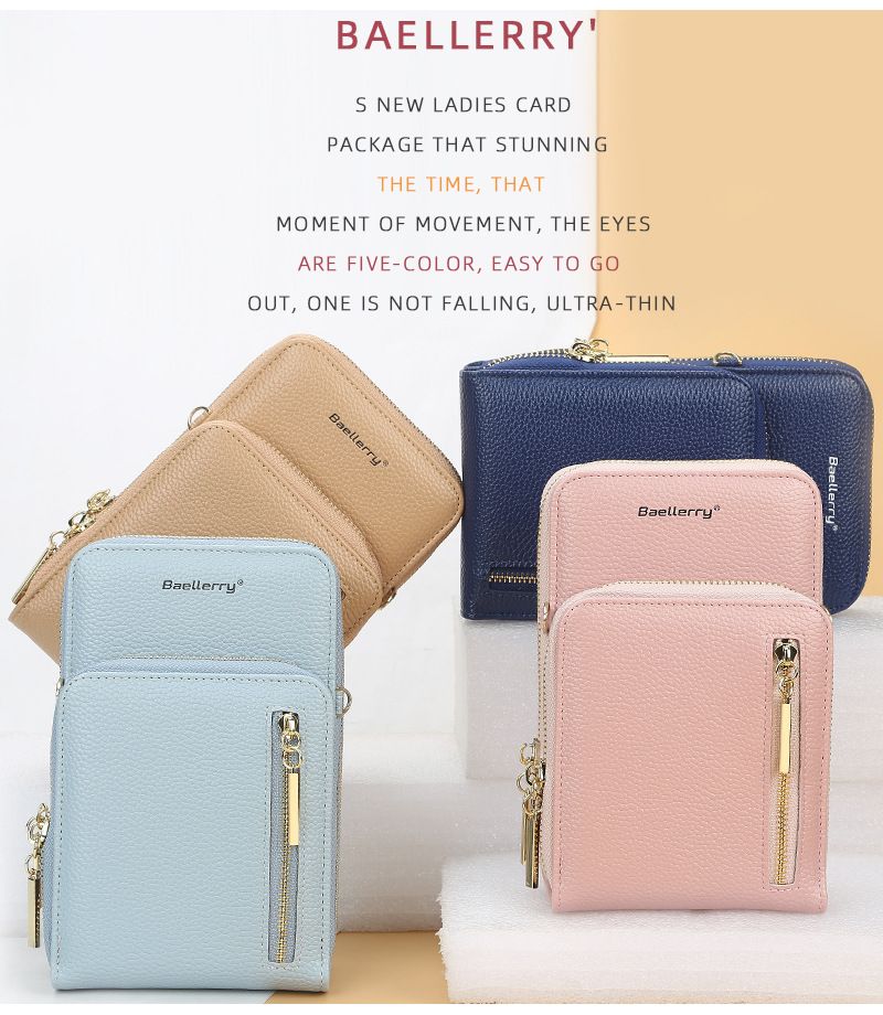 Shoulder Bag Fashionable and Versatile Zipper Vertical Double-layer Mobile Phone Bag Anti-theft Small Square Bag for Shopping and Dating Baellerry_voghion.com