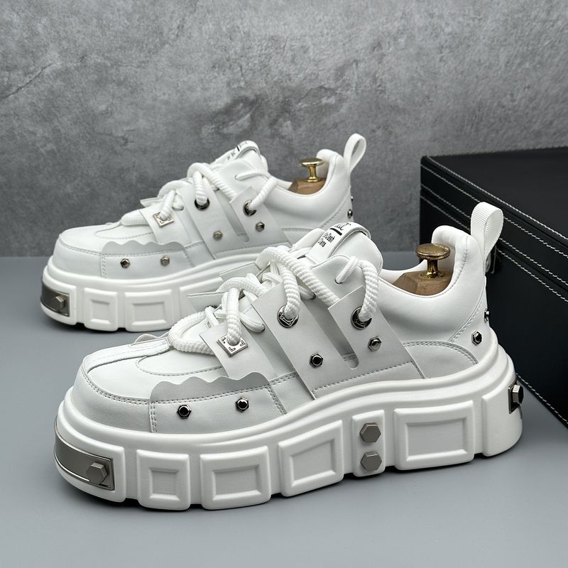 Men's Daddy Shoes Rivet Nichey Men's Shoes Heightened Big Head Thick Bottom Derby Shoes_voghion.com