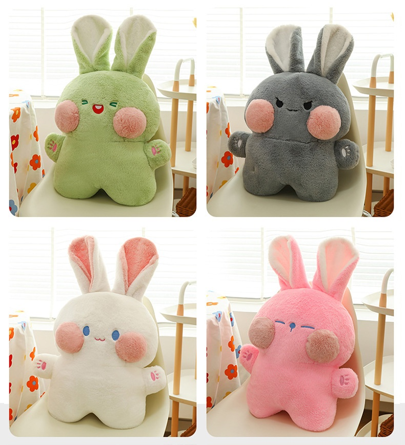 Muñeco de peluche de conejo Dudu con pelo cortado, muñeco de conejo pequeño, almohada para tirar como regalo_voghion.com