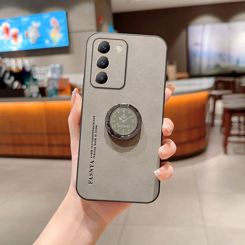 Coque de téléphone pour VIVO Y100 V40 SE V30 Lite 4G 5G en cuir de mouton avec anneau de support pour objectif d'appareil photo_voghion.com